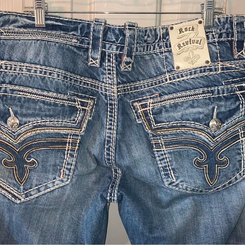Rock Revival Men's Blue Jeans Troy Bootcut 38x32